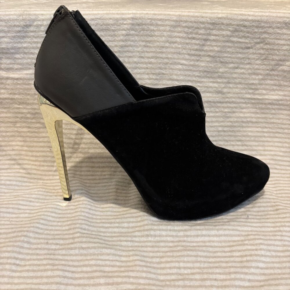 C Label | Suede & Leather Booties with Gold Heel